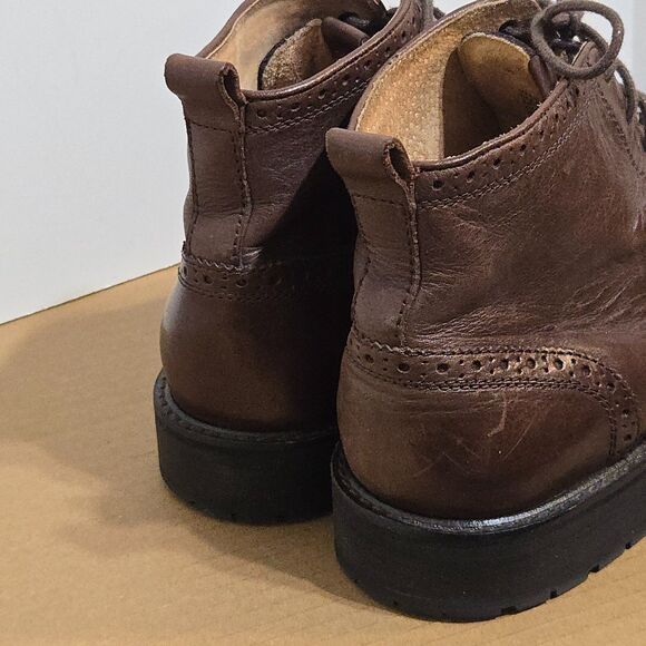 Florsheim Limited Mens Sz 10D Brown Leather Wingtip Lace Up Chukka Ankle Boots - Picture 4 of 12